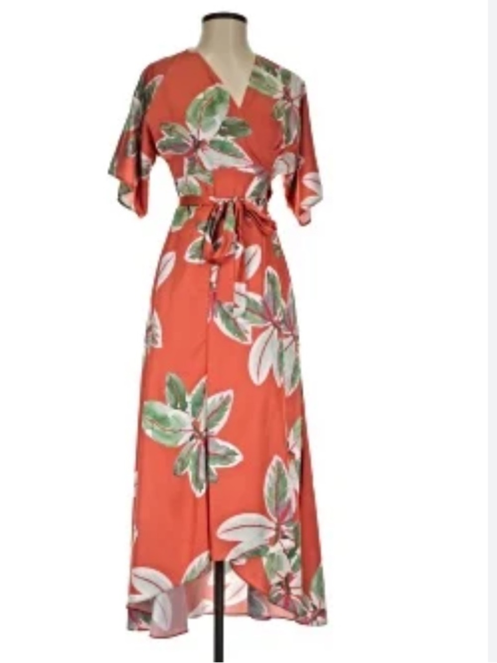 Anthropologie Hutch Bali Orange Floral Wrap Maxi Dress Women’s Size XS